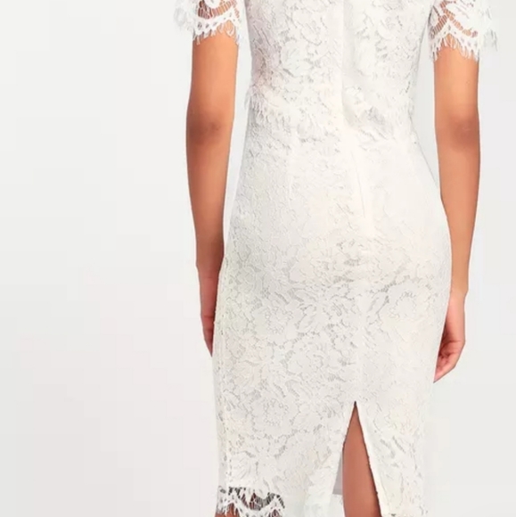 LULUS DEVOTION WHITE LACE MIDI DRESS - Picture 3 of 3